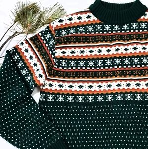 Randolph Hall Mock Neck Ski Sweater Size L Vintage